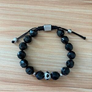 AWNL Nuummite Dark Star Macrame Men Bracelet.